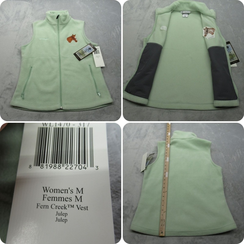 Columbia Fern Creek Vest Women Medium Lite Green Soft Horse Elaine Full Zip NEW